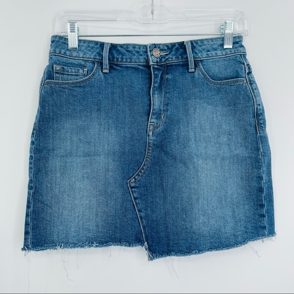 Treasure & bond asymmetrical denim‎ jean mini skirt raw hem